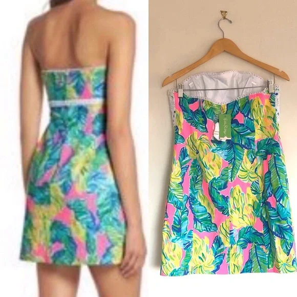 Lilly Pulitzer Pink Sunset Local Flavor Brynn Strapless Mini A-Line Dress - Picture 2 of 8